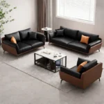 طقم كنب جلد مكتبي فخم