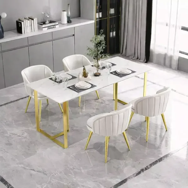 طقم طاولة رخاميه بهيكل ذهبي