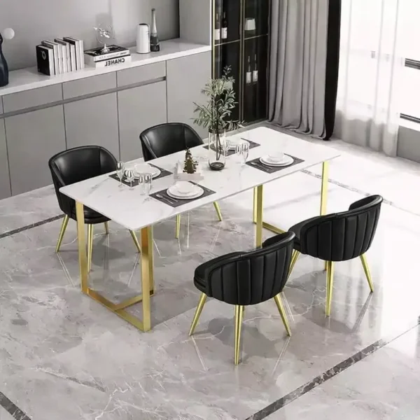طقم طاولة رخاميه بهيكل ذهبي