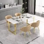 طقم طاولة رخاميه بهيكل ذهبي
