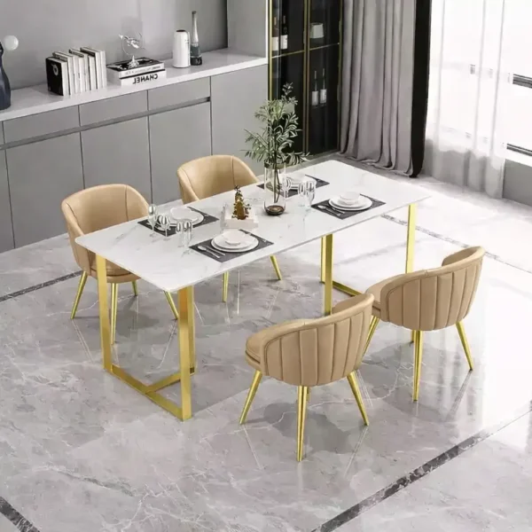 طقم طاولة رخاميه بهيكل ذهبي