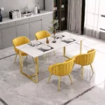 طقم طاولة رخاميه بهيكل ذهبي