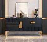 بوفيه مودرن أسود فاخر بتصميم هندسي