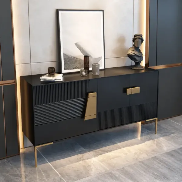 بوفيه مودرن أسود فاخر بتصميم هندسي