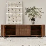 بوفيه خشبي مودرن بتصميم هندسي